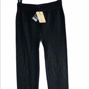 Pink Rose Black Embossed Brocade Fleece Leggings Size XXL New With Tags